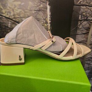 Circus by Sam Edelman Rachelle Block Heel Sandals Ivory Patent Size 8.5